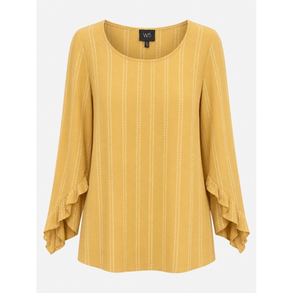 W5 Fun Spring Butter Yellow Ruffle Sleeve blouse XL